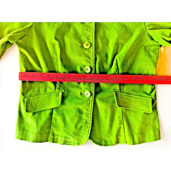 🍀REQUIREMENTS🍀 SOFT SHORT FITTED 5-BUTTON STRETCH SHOULDER PAD BLAZER JACKET EUC - Picture 12 of 12